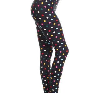 Buttery Soft Colorful Polkadot Print One Size Leggings